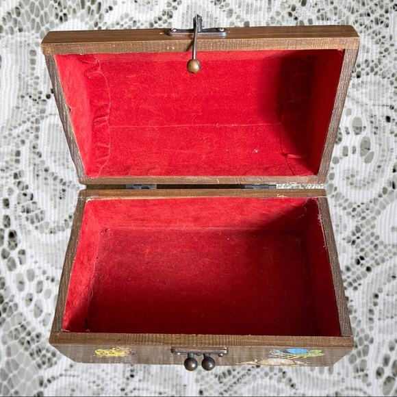 Vintage Wooden Decoupage Cottagecore Mushroom Mouse Storage Box Purse - Picture 6 of 12